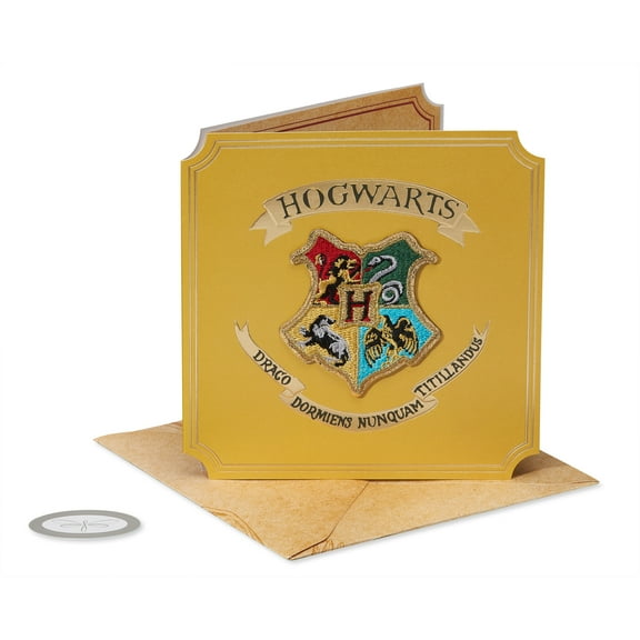 Papersong Premium Harry Potter Blank Birthday Card, Hogwarts Patch (Magical Birthday)