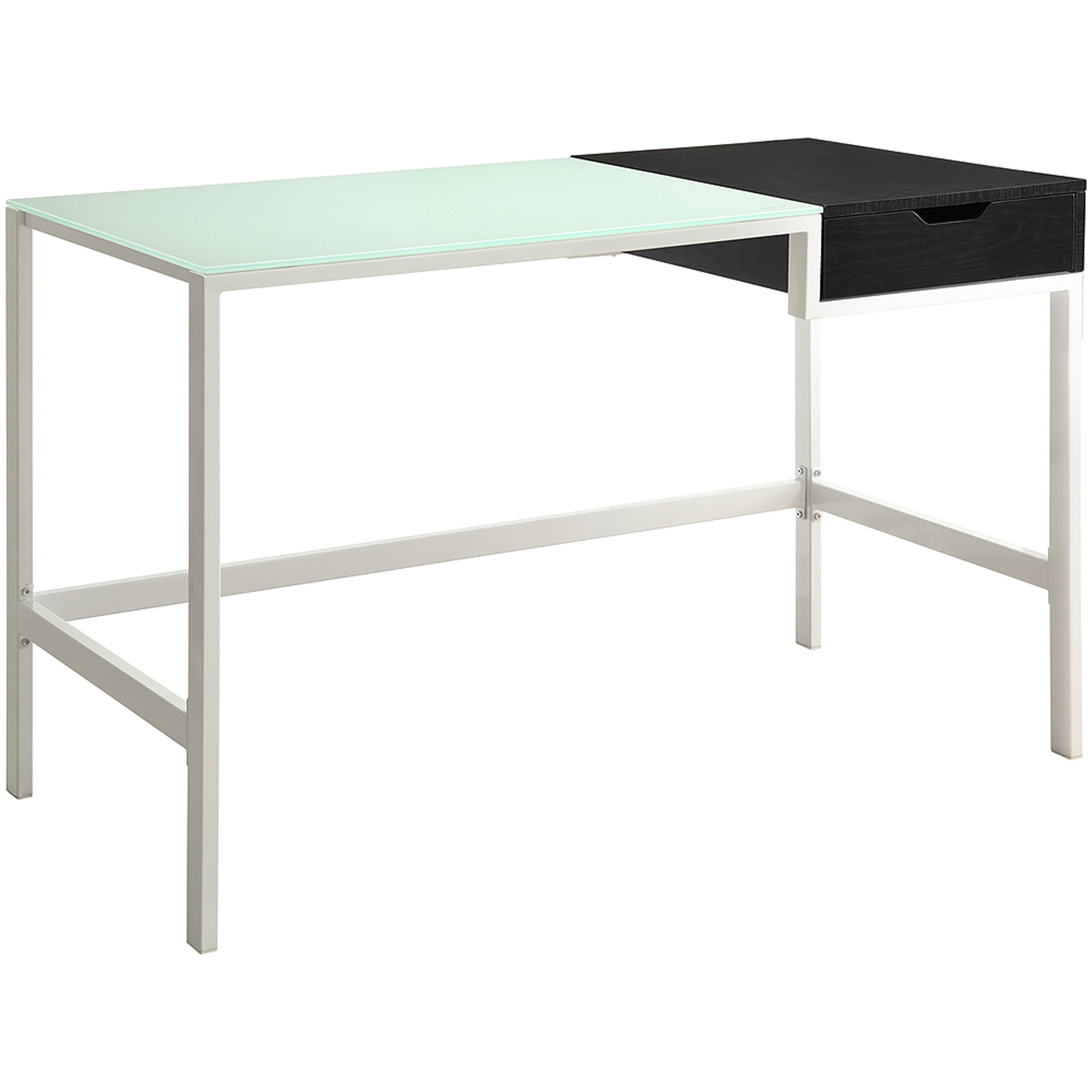 Coaster 800405 Glass Top White Computer Desk With Side Storage Drawer