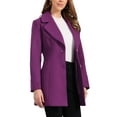 thumbnail image 4 of INSPIRE CHIC Women's Shawl Collar Single Breasted Mid-Thigh Overcoat XL Dark Purple, 4 of 6