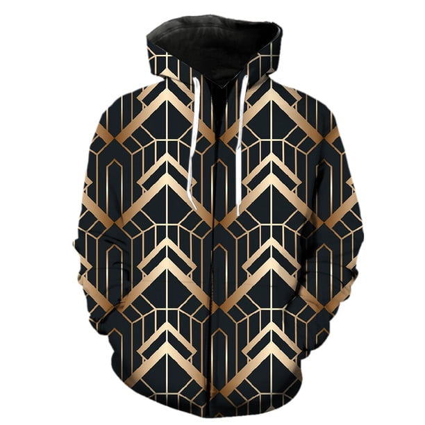 Sudadera con capucha y cremallera para hombre con estampado geométrico abstracto, sudaderas con estampado 3D, camisetas de manga larga estilo hip hop unisex.
