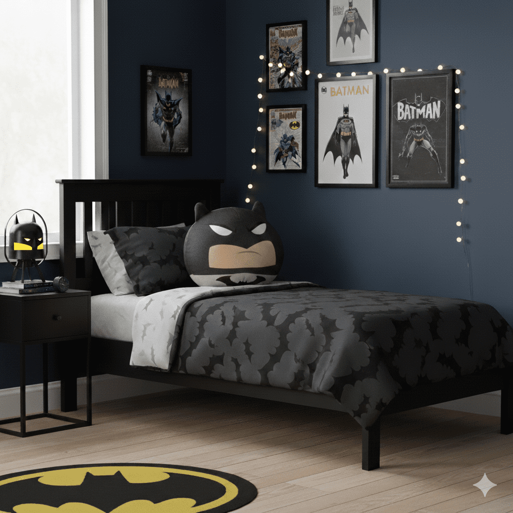 Batman Warner Bros Grey Detective Round Plush Cloud Pillow, Entertainment for Kids