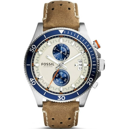 Fossil Men's CH2951 Wakefield Sport Cream Dial Tan Leather Strap Chronograph Watch