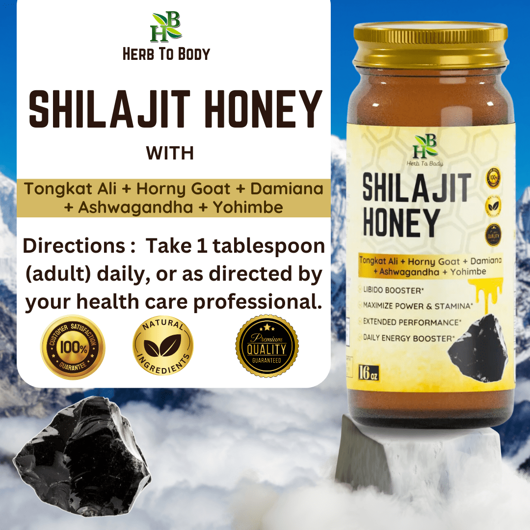 Herb To Body Shilajit Honey | Multifloral Honey | Wildcrafted | 16oz