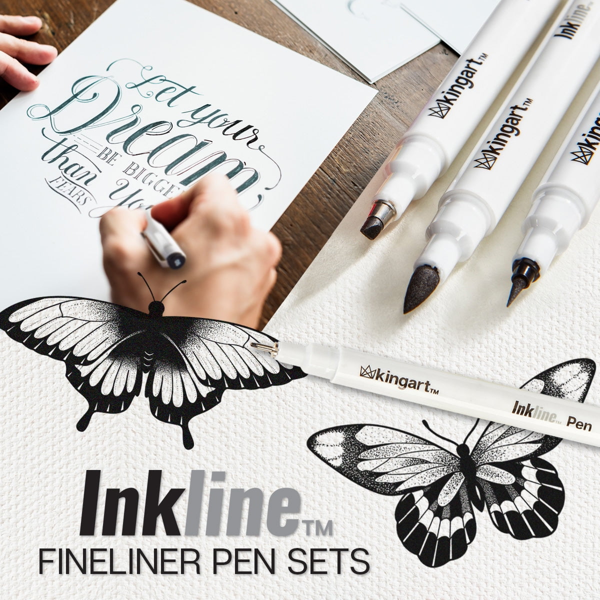 KINGART™ PRO Inkline Fine Line Archival Ink Pens, Set of 16