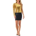 thumbnail image 2 of INSPIRAR CHIC Blusa de Mujer con Lentejuelas de Un Hombro, Manga Abullonada, para Fiesta de Cóctel, Brillante y Centelleante, Talla M, 2 of 5