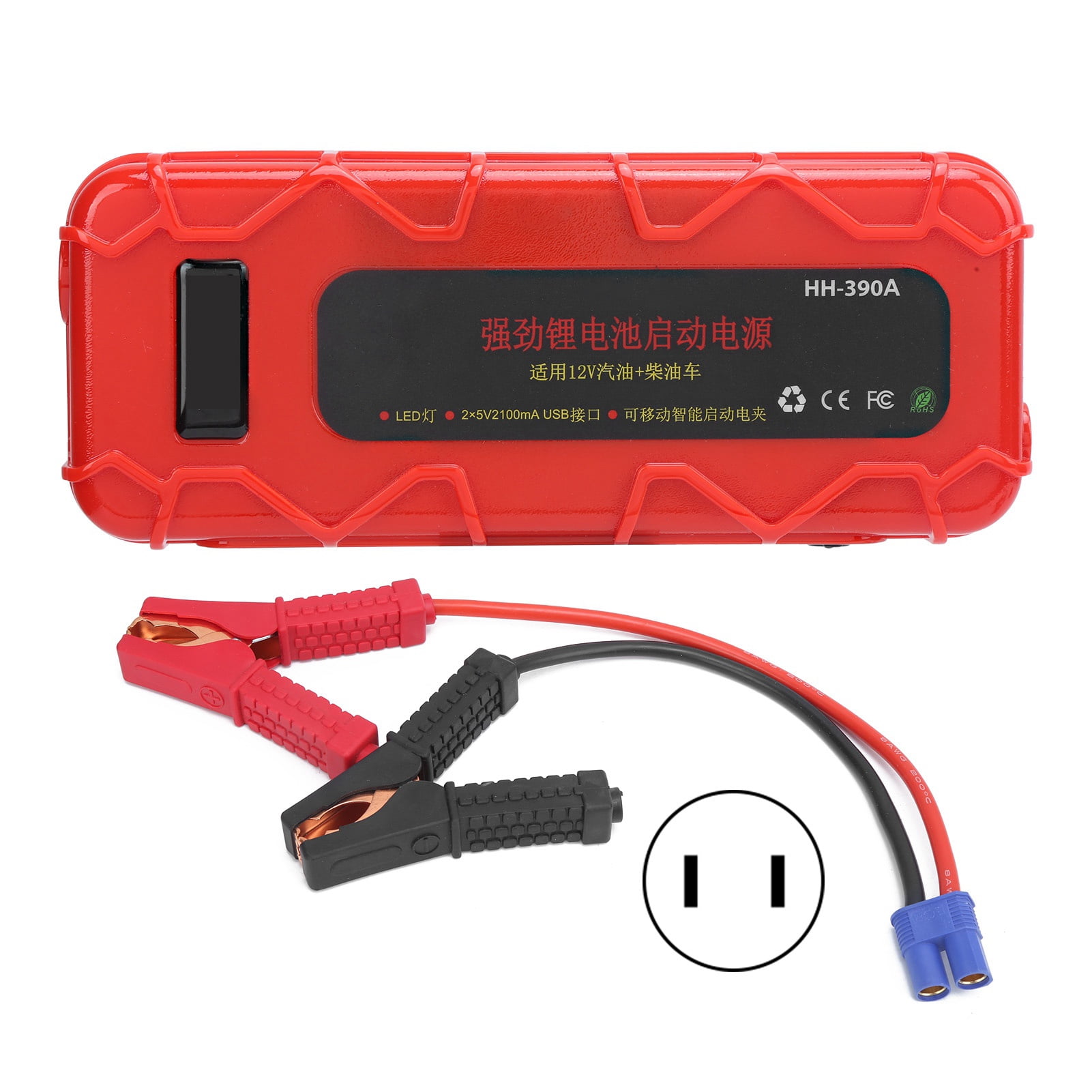 12V Car Jump Starter LED Intelligent Digital Portable Emergency Power Supply for Outdoor US Plug 110‑220V