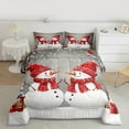 thumbnail image 2 of jejeloiu Cute Snowman Queen Comforter Set,Pink Christmas Gifts Bedding Sets,Red White Bedding Comforter Set For Girl Kids,Microfiber Bedroom Decor Reversible,3-Piece, 2 of 8