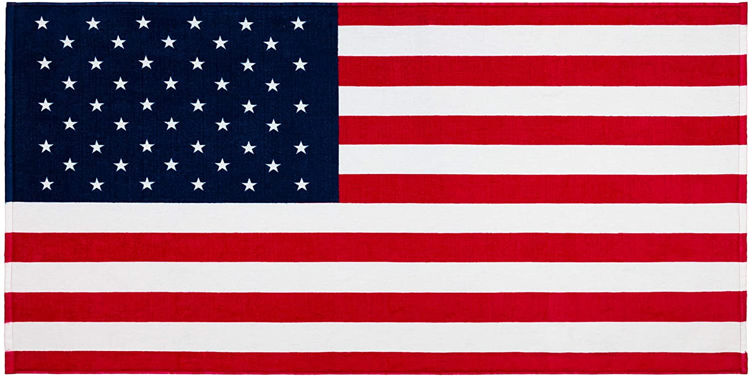 Beachland American Flag 30 x 60 inch 100% Cotton USA Printed Velour and Terry