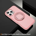 thumbnail image 5 of Designed for iPhone 15 Plus/14 Plus Magnetic Phone Case,With 360° Rotatable Contractile Ring Kickstand,Compatible with Mag-Safe,Shockproof Anti-Scratch Matte Translucent Durable Phone Case,Pink, 5 of 11
