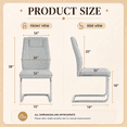 thumbnail image 3 of JUFU Modern Dining Chairs Set of 6, Armless Light Gray Faux Leather with Chrome Legs, 3 of 6