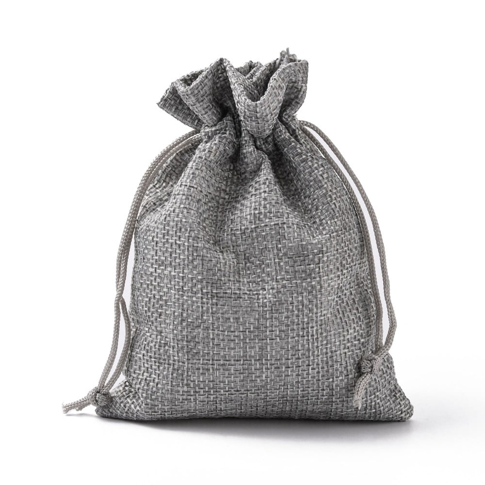 250pcs Polyester Imitation Burlap Packing Pouches Drawstring Bags for Christmas Wedding Party and DIY Craft Packing Gray 14x10cm