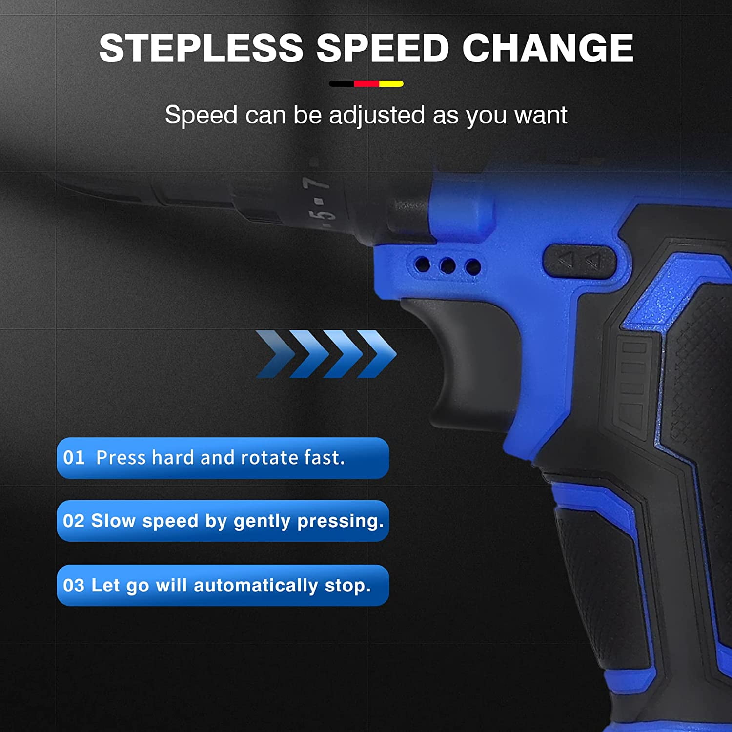 21V Cordless Drill Set With 26pc Bits - Variable Speed, 25+1 Torque, LED Light, 1.5Ah Battery 3 thumbnail image