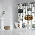 thumbnail image 2 of Gray and Orange Halloween Pumpkins Shower Curtain 72"x84" ,Bathroom Decorative Shower Curtains Set with 12 Hooks,Modern Waterproof Washable Shower Curtain, 2 of 6