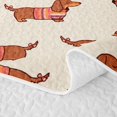 thumbnail image 5 of Manfei Cartoon Dachshund Quilt King, Stripe Sweater King Coverlet Set, Peach Brown, 3pcs, 1 Bedspread and 2 Pillowcases, 5 of 7