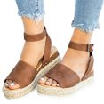 thumbnail image 2 of Womens Open Toe Ankle Strap Platform Wedge Shoes Casual Espadrilles Trim Flatform Studded Wedge Sandals, 2 of 9
