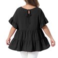 thumbnail image 4 of DARING DIVA Women's Plus Summer Tops Crew Neck Ruffle  Tiered Swiss Dots Blouses 4X Black, 4 of 6
