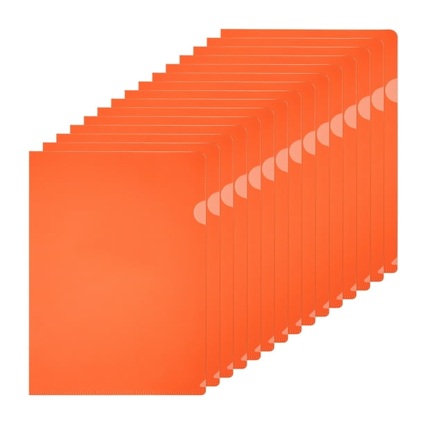 Carpetas de Plástico A5, Paquete de 15 Carpetas Transparentes en Forma de L, Fundas para Documentos, 6.3x8.8in, Naranja