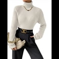 thumbnail image 2 of Suéter de Punto Acanalado con Cuello Alto para Mujer, Ropa de Moda. L, 2 of 10