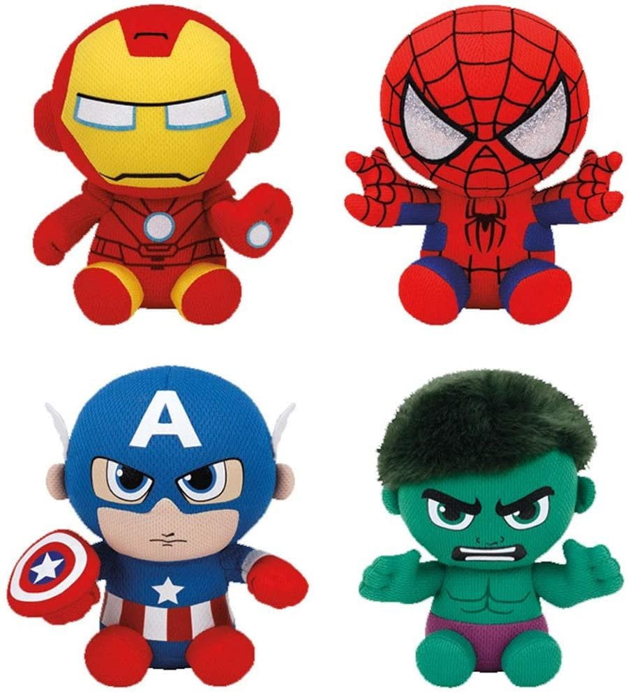 Set of 4 Ty Marvel Beanie Baby Spider-Man, Hulk, Iron Man & Captain America - Walmart.com