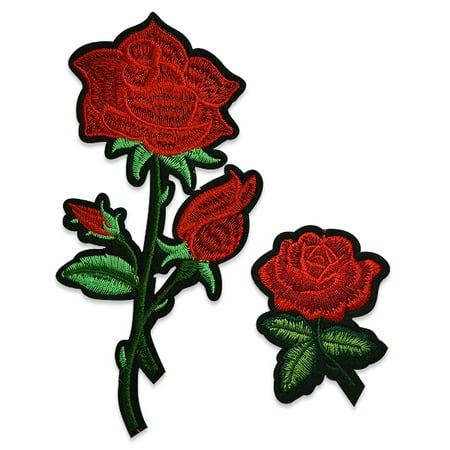 Expo Int'l Maye Red Roses Flower Embroidered Iron On Patch 2 (Best Way To Iron On Patches)
