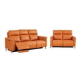 thumbnail image 3 of Modern 2-Piece Leather Reclining Sofa Set with Power Recliners and Head Control, Orange, 3 of 6