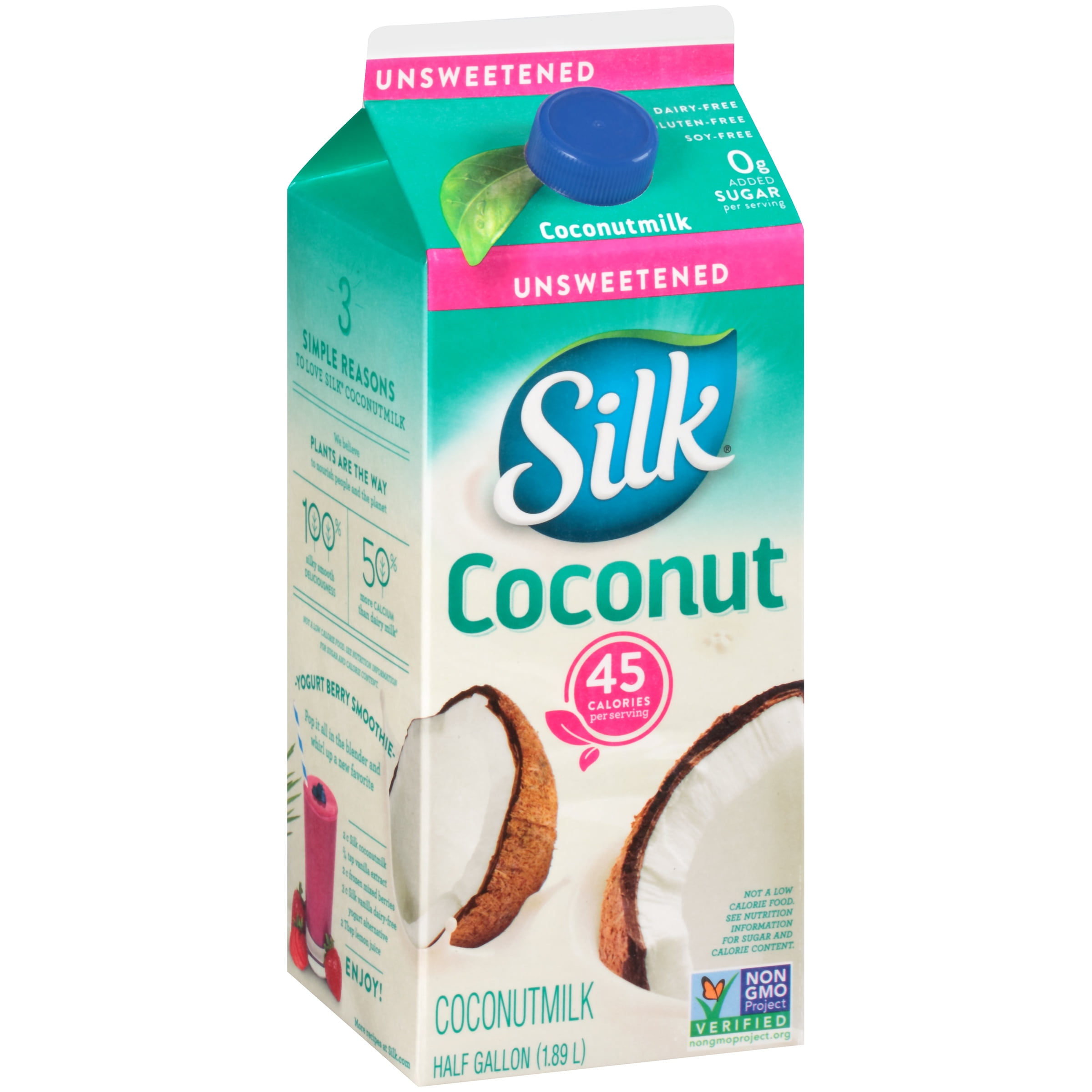 Silk Coconut Unsweetened Original Non-Dairy Coconutmilk, Half Gallon ...