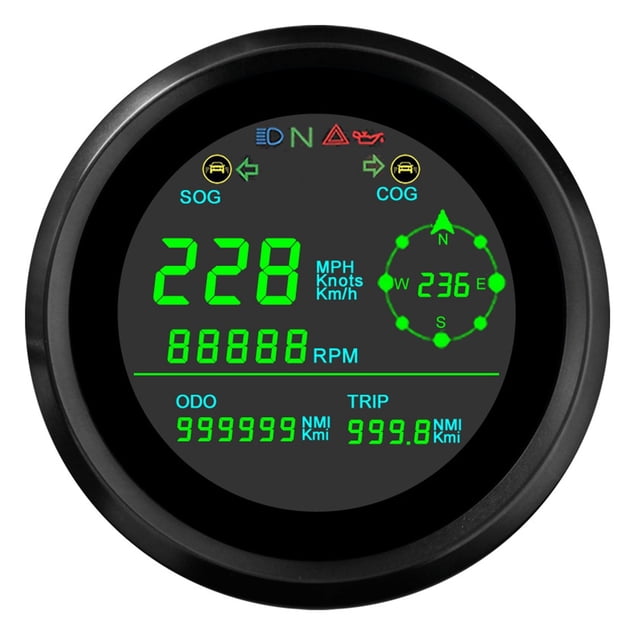 Motorcycle GPS Speedometer With Tachometer Digital LCD Display With , Alarm, Oil Press Alarm, Left /Right Turn ,High Precision