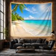 thumbnail image 6 of Tropical Shore with Palms and Turquoise Waves, Peaceful Coastal Art for Ocean Lovers, Island Escape Decor, New Home Gift, Tapestry Wall Hanging for Bedroom and Living Room, 6 of 7