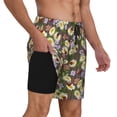 thumbnail image 2 of Rateoe Ladybugs And Flowers On A Wooden Pattern Men’s Swim Shorts with Compression Liner – Double-Layered Quick-Dry Swimwear, Comfortable & Stretchy Beach Shorts-Large, 2 of 6