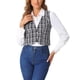 thumbnail image 1 of CHALECO Vintage de Cuadros INSPIRE CHIC para Mujer, Cuello en V, de Un Solo Botón, Sin Mangas, Espalda Racer, Talla XL, Negro y Blanco, 1 of 6