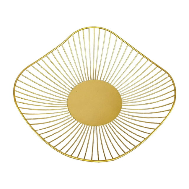 Frutero de alambre con forma de cesta, centro de mesa para la cocina, comedor y encimera. B_Gold_S