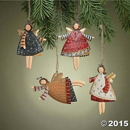 - Lot of 12 Dancing Tin Angels Christmas Tree Ornaments
