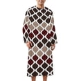 thumbnail image 2 of Moroccan Texture Wave Geometry Dark Red Brown Bathrobe Plush Bathrobe Cozy Unisex Winter Bathrobe Warm Water Absorbent, 2 of 9