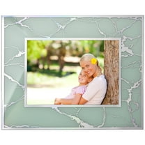 Excello Global Products EGP-HD-0201 Decorative Picture Frame, Silver Accents Border Picture Frame, Holds 5" X 7" Picture, Tabletop and Wall Picture Frames, Blue, 10" X 7"