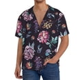 thumbnail image 1 of Balery Roses Flowers Camisa Casual de Manga Corta con Botones para Hombre, Texturizada, Estilo Cubano, para Playa, Verano-XX-Large, 1 of 5