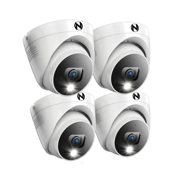 Night Owl Add On Wired 2K Resolution Deterrence Dome Cameras with 2-Way Audio - 4 Pack - White