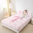 thumbnail image 4 of jejeloiu Personalized Letter T Bed Sheets,Monogrammed Theme King Sheets,Ribbon Bow Knot Sheet Set,Ultra Soft Bedroom Decor,4pcs, 4 of 6