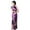 Purple L, variant on Peacock Print Women Chinese Long Cheongsam Bridesmaid Short Sleeve Evening Dress