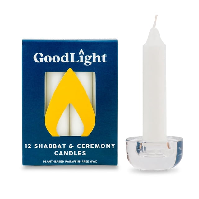 GoodLight Paraffin-Free Shabbat & Sabbath Ceremony Candles, Vegan Palm Wax, 3-Hour Burn Time (72 Unscented Shabbos Candles, White)