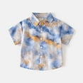 thumbnail image 2 of Ruyang Short Sleeved Tie Dye Print Lapel Shirt for Toddler Boys Hawaiian Print Button Down Beach Tops Cute Summer Clothes, 2 of 4