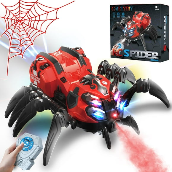 Control remoto de juguete Spider GAIETYDIY con luces en aerosol y música