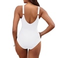 thumbnail image 3 of Women Tummy Control One Piece Swimsuit Ruched V Neck Push Up Bathing Suit Full Coverage Slimming Swimwear White XL, 3 of 3