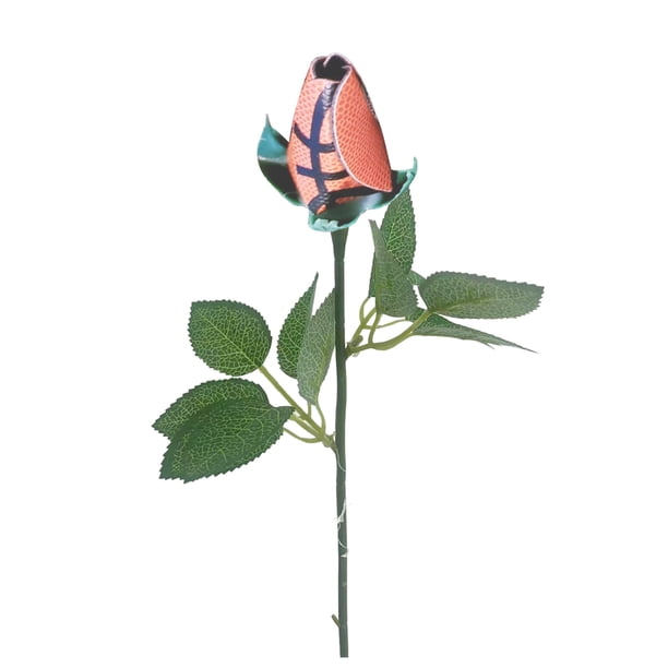 Flor de softbol rosa deportiva de cuero | Flor artificial decorativa realista | Decoración deportiva para el hogar | Centro de mesa artificial con temática de softbol para escritorio o mesa