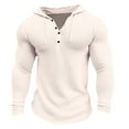 thumbnail image 2 of YLSDY Men's Slim Fit Long Sleeve Waffle Knitted Henley Shirts Tops Thermal Undershirts Pullover Beige XXXL, 2 of 6