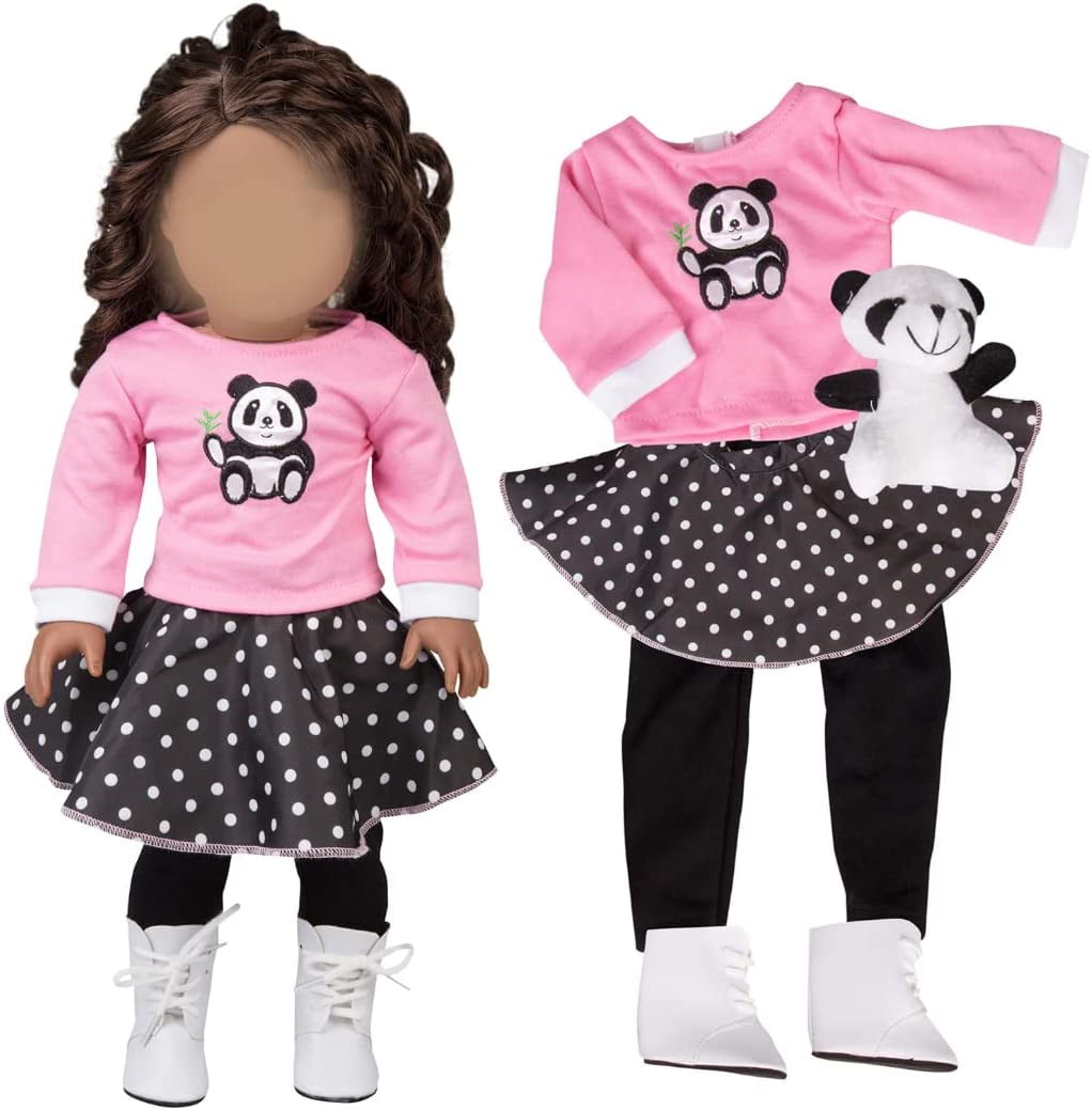 Dress Along Dolly Panda Poodle Skirt Outfit for American Girl & 18
