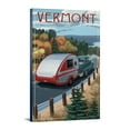thumbnail image 1 of Vermont, Retro Camper on Road, (12x18 Wrapped Canvas, Wall Decor, Artwork), 1 of 5