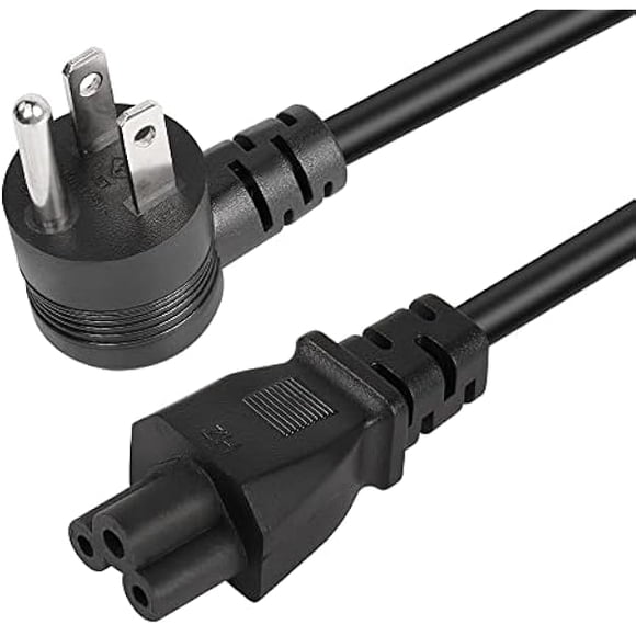 LujingZ GELRHONR 4,9 Pi 90 Degrés 3 Broches CA vers IEC320 C5 Cordon d'Alimentation, 18AWG 100V-250V Angle Haut NEMA 5-15P vers 3 Fentes Mickey Mouse Câble d'Alimentation Universel pour Ordinateurs Portables, Télé, Moniteurs