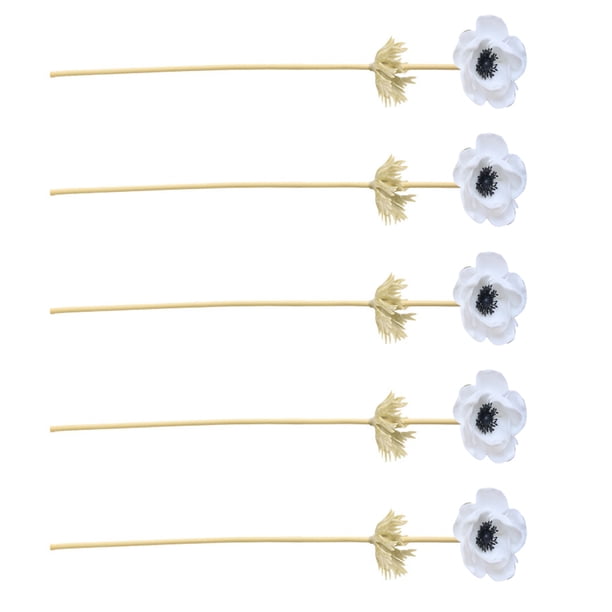 Rama de seda artificial Yuarrent 5 piezas de anémona para Decoración de boda y cocina Blanco
