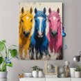 thumbnail image 4 of Qisvanset 12x16 Inch 2D Flat Framed Canvas Art, Abstract Colorful Horse Trio Bold Brush Stroke Farmhouse Wall Decor for Living Room Bedroom, 4 of 5