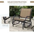 thumbnail image 4 of Outsunny Outdoor Glider Chair, Swing Chair with Breathable Mesh Fabric, Curved Armrests and Steel Frame for Porch, Garden, Poolside, Balcony, Brown, 4 of 9
